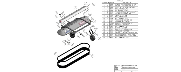 Ctr Frame Assembly Front Drawing, FM3500